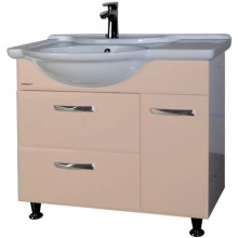 Тумба с раковиной бежевый глянец/белый глянец 90 см Bellezza Балтика 4638915112073 + 4660018640276