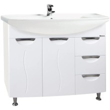 Тумба с раковиной белый глянец 106,5 см с бельевой корзиной Bellezza Глория 4638518080014 + 4620008197340