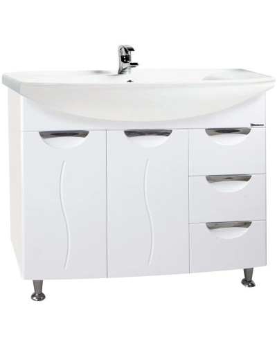 Тумба с раковиной белый глянец 106,5 см с бельевой корзиной Bellezza Глория 4638518080014 + 4620008197340