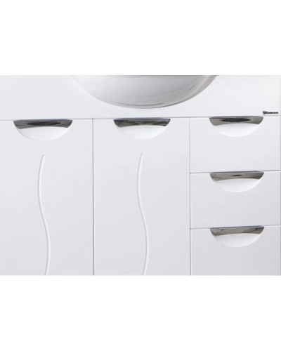 Тумба с раковиной белый глянец 106,5 см с бельевой корзиной Bellezza Глория 4638518080014 + 4620008197340