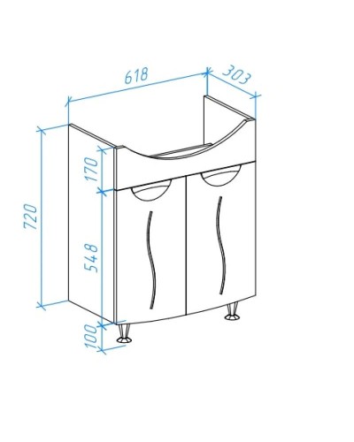 Тумба с раковиной белый глянец 65,5 см Bellezza Глория 4639510000017 + 4640021060940