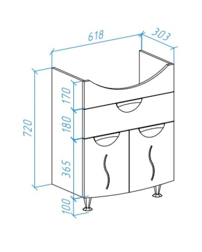 Тумба с раковиной белый глянец 65,5 см Bellezza Глория 4639510090016 + 4640021060940