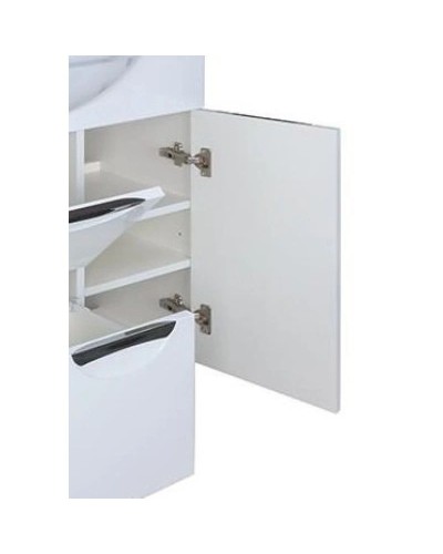 Тумба с раковиной белый глянец 86,5 см с бельевой корзиной Bellezza Глория 4638514100013 + 4620008197357