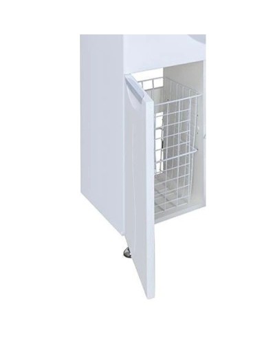 Тумба с раковиной белый глянец 86,5 см с бельевой корзиной Bellezza Глория 4638514100013 + 4620008197357