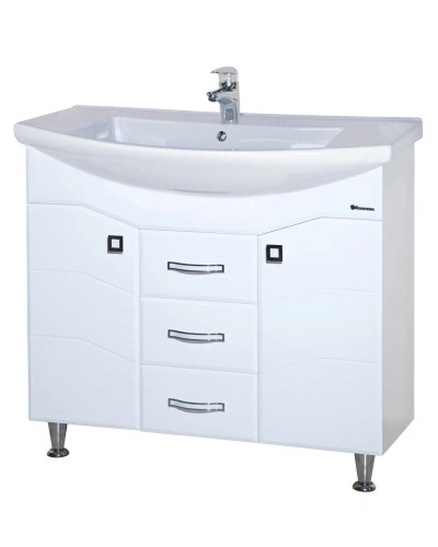 Тумба с раковиной белый глянец 106 см Bellezza Джулия 4631218000016 + 4620008197388