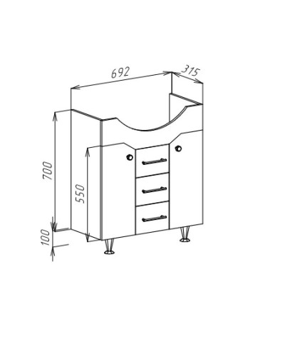 Тумба с раковиной белый глянец 76 см Bellezza Джулия 4631212000012 + 4620008197371