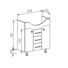 Тумба с раковиной белый глянец 87,5 см Bellezza Джулия 4631214000010 + 4620008197456