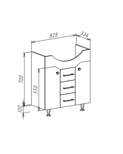 Тумба с раковиной белый глянец 87,5 см Bellezza Джулия 4631214000010 + 4620008197456