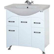 Тумба с раковиной белый глянец 76 см Bellezza Дрея 4631312000011 + 4620008197371