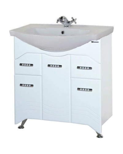 Тумба с раковиной белый глянец 76 см Bellezza Дрея 4631312000011 + 4620008197371