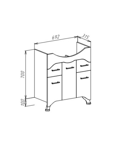 Тумба с раковиной белый глянец 76 см Bellezza Дрея 4631312000011 + 4620008197371