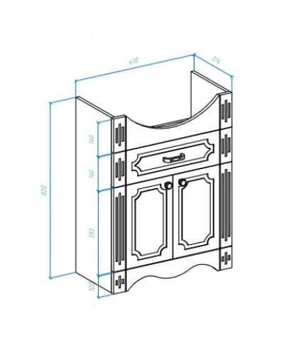 Тумба с раковиной белый глянец 65,5 см Bellezza Кантри 4639910090014 + 4607104872197