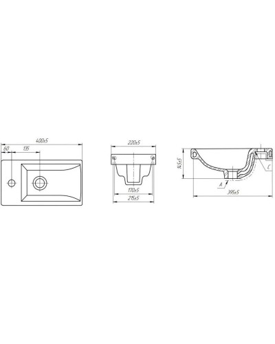 Тумба с раковиной белый глянец 40 см Bellezza Комо 4639005180019 + 4690311045386