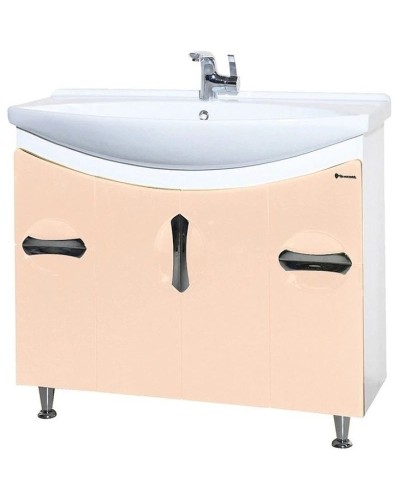 Тумба с раковиной бежевый глянец/белый глянец 106,5 см Bellezza Лагуна 4632118110072 + 4620008197340