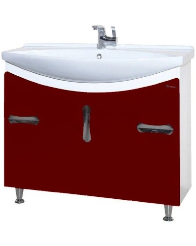 Тумба с раковиной красный глянец/белый глянец 106,5 см Bellezza Лагуна 4632118110034 + 4620008197340