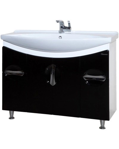 Тумба с раковиной черный глянец/белый глянец 106,5 см Bellezza Лагуна 4632118110041 + 4620008197340