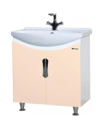 Тумба с раковиной бежевый глянец/белый глянец 65 см Bellezza Лагуна 4632110240074 + 4620000149897