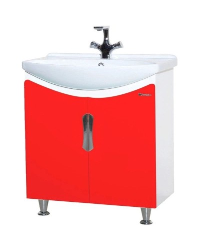 Тумба с раковиной красный глянец/белый глянец 65 см Bellezza Лагуна 4632110240036 + 4620000149897