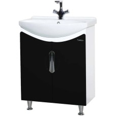 Тумба с раковиной черный глянец/белый глянец 65 см Bellezza Лагуна 4632110240043 + 4620000149897