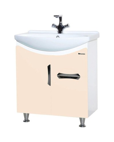 Тумба с раковиной бежевый глянец/белый глянец 65 см Bellezza Лагуна 4632110090075 + 4620000149897