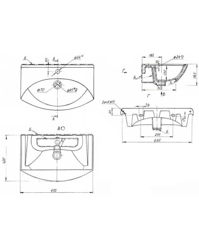 Тумба с раковиной белый глянец 65 см Bellezza Лагуна 4632110090013 + 4620000149897