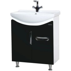 Тумба с раковиной черный глянец/белый глянец 65 см Bellezza Лагуна 4632110090044 + 4620000149897