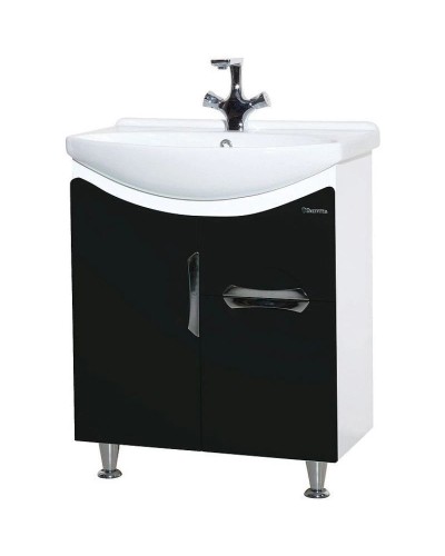 Тумба с раковиной черный глянец/белый глянец 65 см Bellezza Лагуна 4632110090044 + 4620000149897