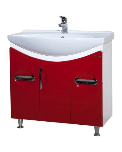 Тумба с раковиной красный глянец/белый глянец 86,5 см Bellezza Лагуна 4632114110038 + 4620008197357