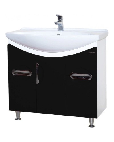 Тумба с раковиной черный глянец/белый глянец 86,5 см Bellezza Лагуна 4632114110045 + 4620008197357