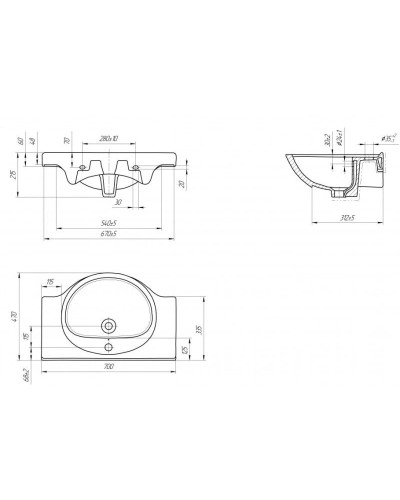 Тумба с раковиной белый глянец 70 см Bellezza Амелия 4630311000015 + 4690311008978