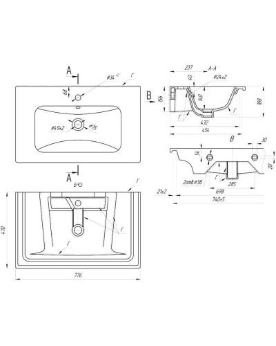Тумба с раковиной белый глянец 77,6 см Bellezza Луиджи 4639213270014 + 4660018640177