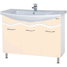 Тумба с раковиной бежевый глянец/белый глянец 106 см Bellezza Мари 4632918000221 + 4620008197388