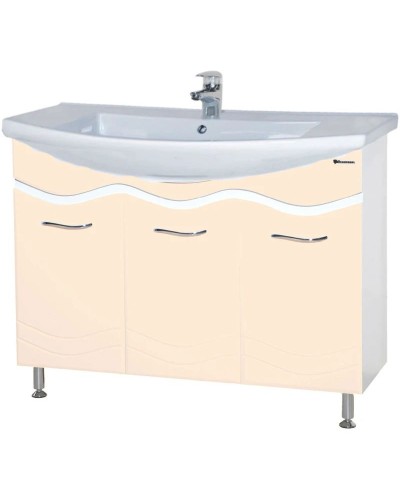 Тумба с раковиной бежевый глянец/белый глянец 106 см Bellezza Мари 4632918000221 + 4620008197388