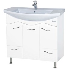 Тумба с раковиной белый глянец 87,5 см Bellezza Мари 4632914000010 + 4620008197456