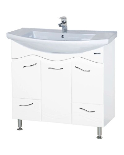 Тумба с раковиной белый глянец 87,5 см Bellezza Мари 4632914000010 + 4620008197456