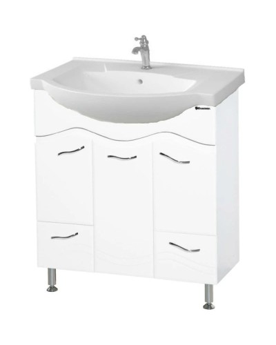 Тумба с раковиной белый глянец 76 см Bellezza Мари 4632912000012 + 4620008197371