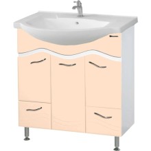 Тумба с раковиной бежевый глянец/белый глянец 76 см Bellezza Мари 4632912000227 + 4620008197371