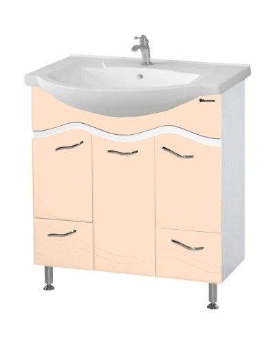 Тумба с раковиной бежевый глянец/белый глянец 76 см Bellezza Мари 4632912000227 + 4620008197371