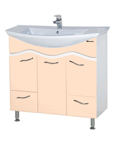 Тумба с раковиной бежевый глянец/белый глянец 87,5 см Bellezza Мари 4632914000225 + 4620008197456