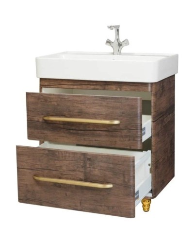 Тумба с раковиной орех 60,5 см Bellezza Олимпия 4639309110439 + 4640021061152