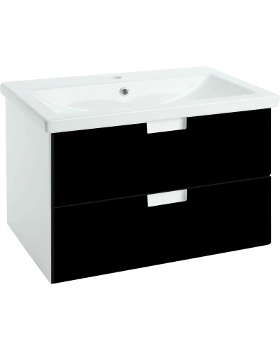 Тумба с раковиной черный глянец/белый глянец 100 см Bellezza Пегас 4630417270046 + 5902115715297