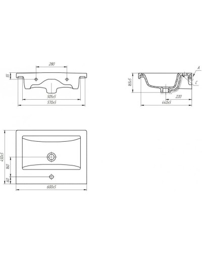 Тумба с раковиной бежевый глянец/белый глянец 60 см Bellezza Пегас 4630409270078 + 4690311045409