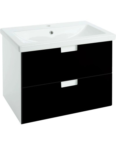 Тумба с раковиной черный глянец/белый глянец 60 см Bellezza Пегас 4630409270047 + 4690311045409
