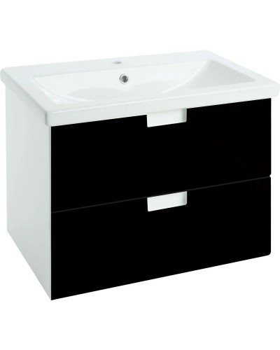 Тумба с раковиной черный глянец/белый глянец 70 см Bellezza Пегас 4630411270042 + 4690311050410
