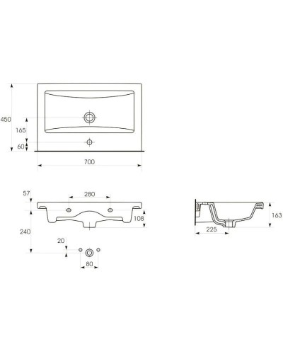 Тумба с раковиной черный глянец/белый глянец 70 см Bellezza Пегас 4630411270042 + 4690311050410