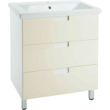 Тумба с раковиной бежевый глянец/белый глянец 70 см Bellezza Пегас 4630411140079 + 4690311050410