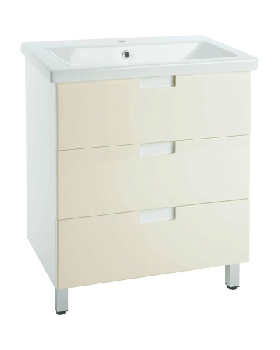 Тумба с раковиной бежевый глянец/белый глянец 70 см Bellezza Пегас 4630411140079 + 4690311050410