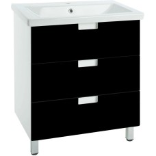 Тумба с раковиной черный глянец/белый глянец 70 см Bellezza Пегас 4630411140048 + 4690311050410