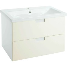 Тумба с раковиной бежевый глянец/белый глянец 80 см Bellezza Пегас 4630413270071 + 4690311045416