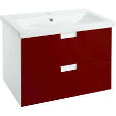 Тумба с раковиной красный глянец/белый глянец 80 см Bellezza Пегас 4630413270033 + 4690311045416